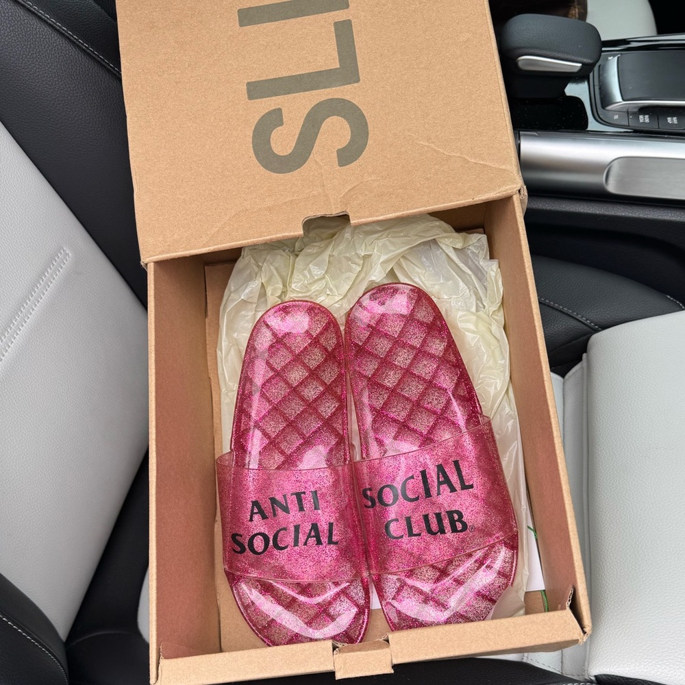 Antisocial Social Club Glitter Pink Jelly Slides